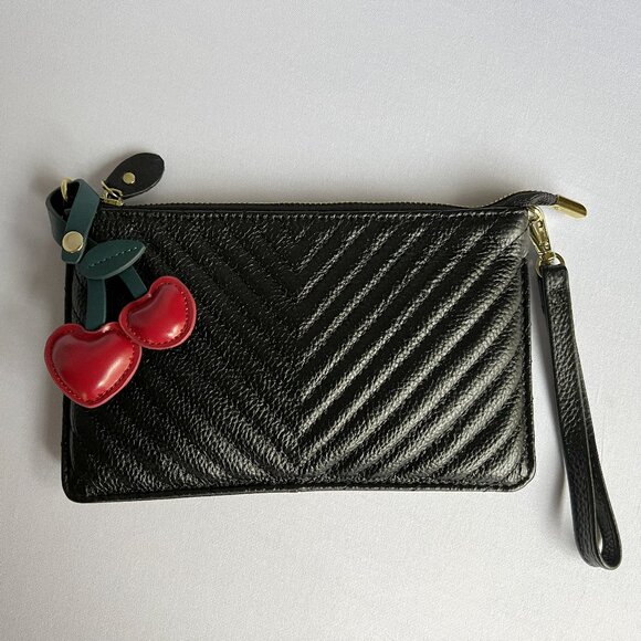 Accessories - Cherry Vegan Leather Bag Purse Charm or Key Chain (NWOT)